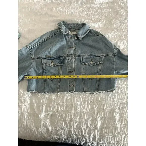 TopShop Hacked Light Denim Jacket SIze 4 - Picture 8 of 10